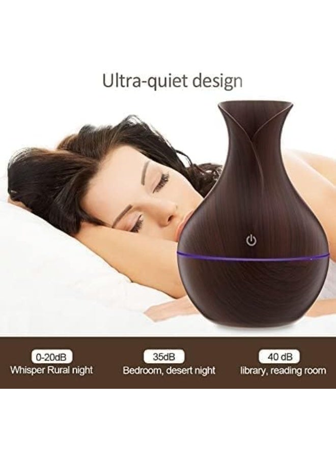 USB Air Humidifier and Aroma Diffuser – Modern Wood Design, Dark Brown Colour - Image 4